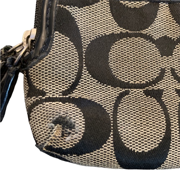 SOLD ❗️Coach Monogram Black Jacquard Mini Zipper Purse Pouch ID Card Wallet - Picture 11 of 11